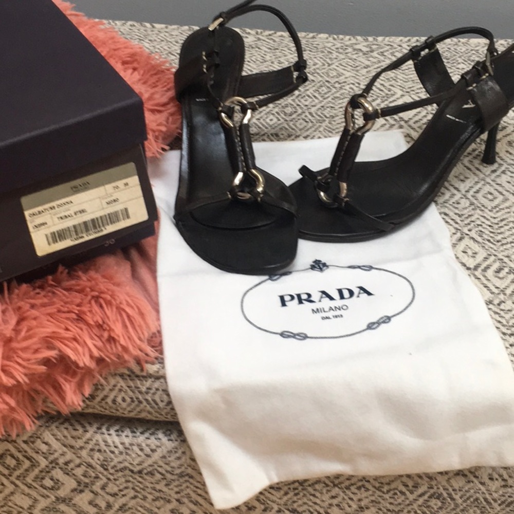 Prada Tribal Steel black sandals